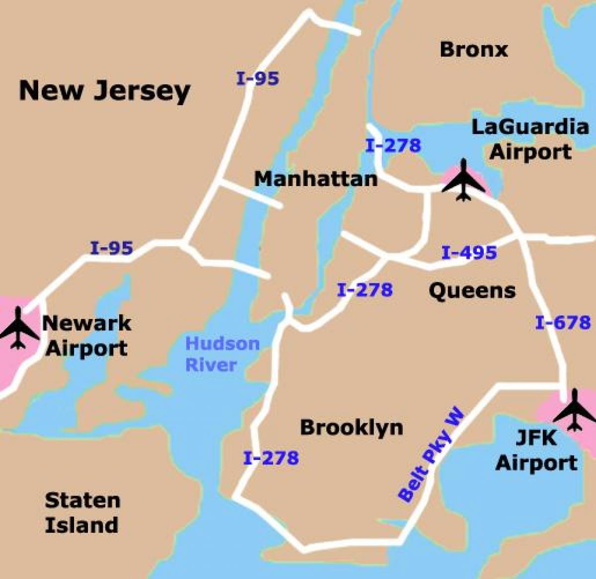 خريطة مطارات بروكلين