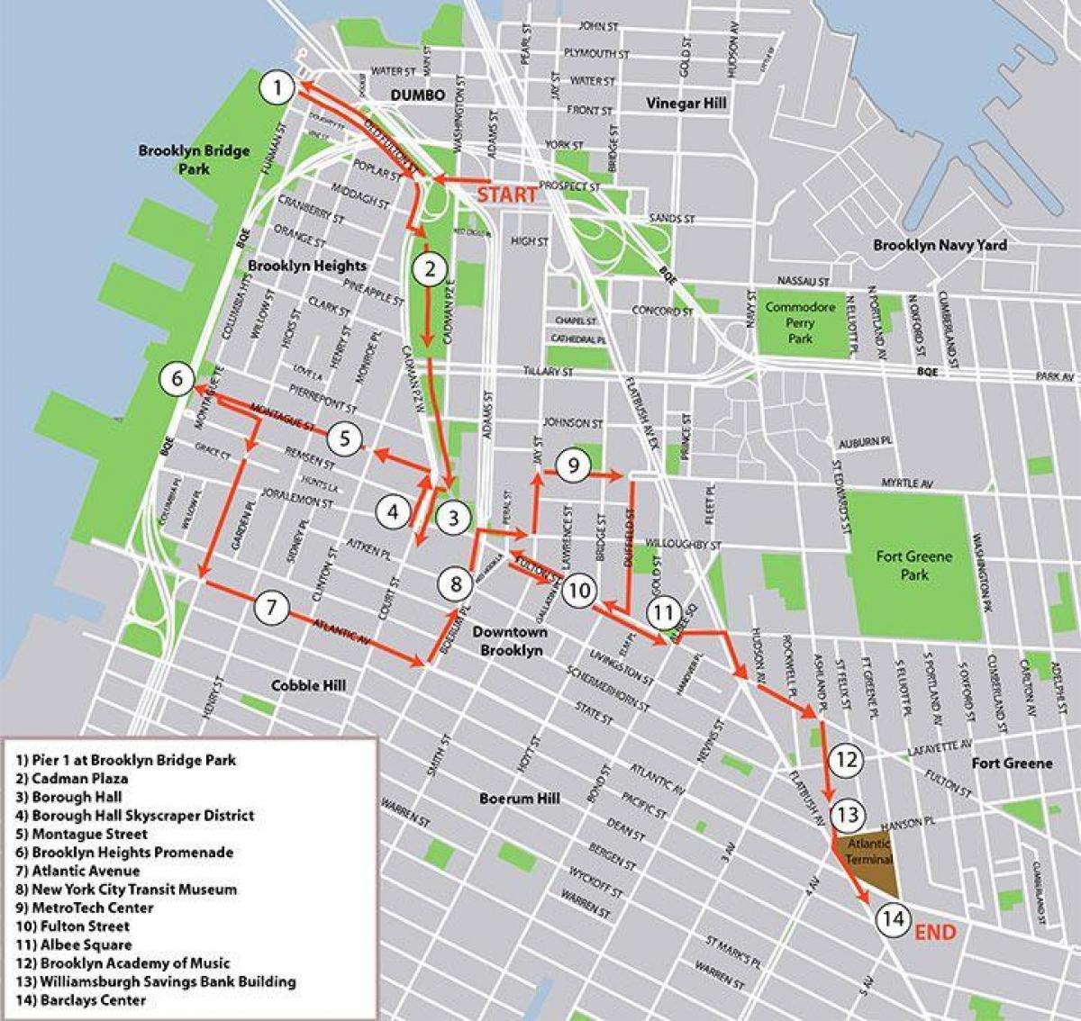 خريطة جولات المشي في بروكلين
